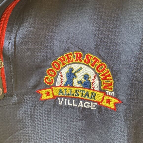 Cooperstown All Star Village pullover large navy short sleeve quarter zip - Picture 5 of 8